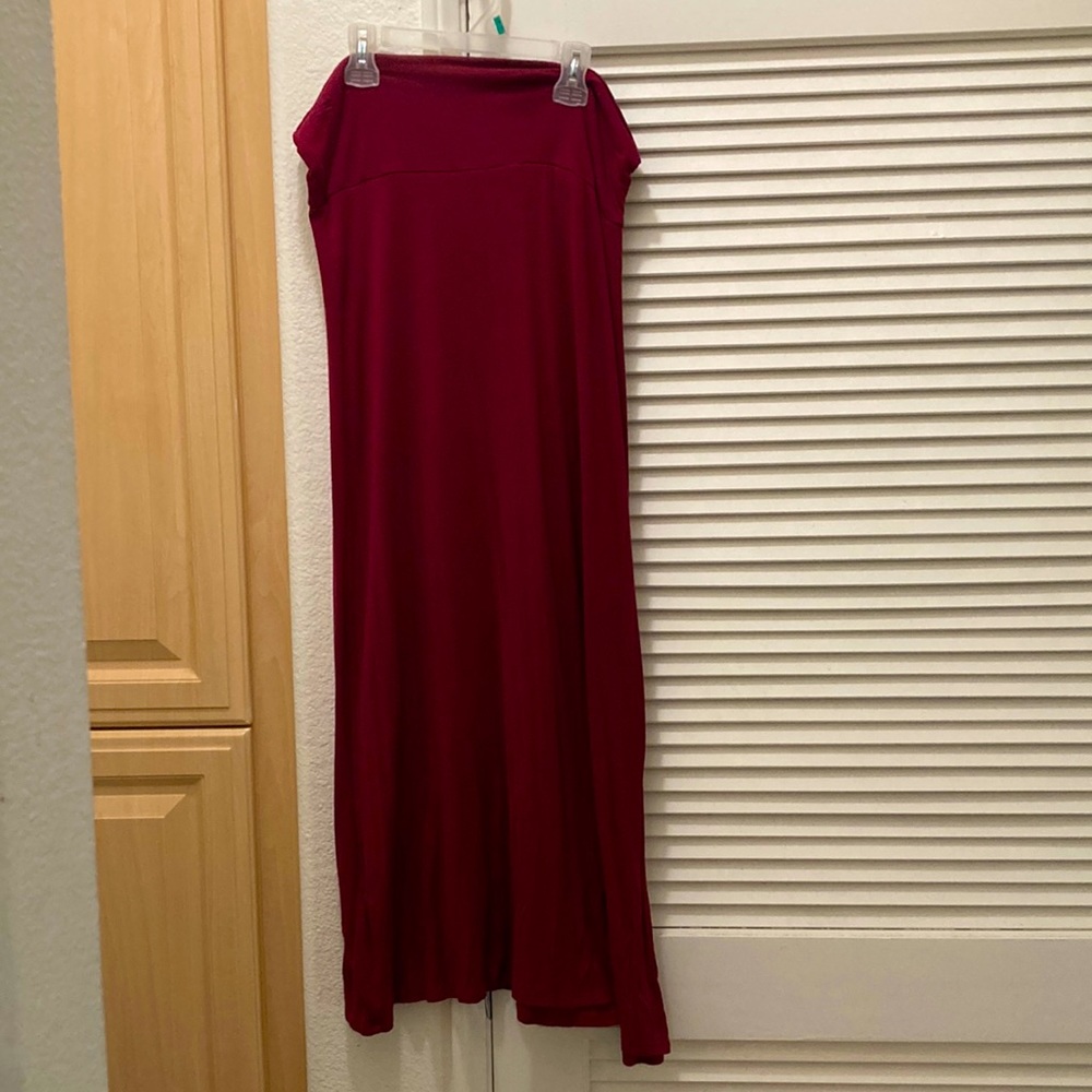 Large burgundy maxi skirt